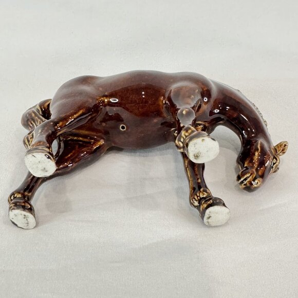 Vintage Rich Dark Brown Glazed Porcelain Horse Figurine - Picture 10 of 10